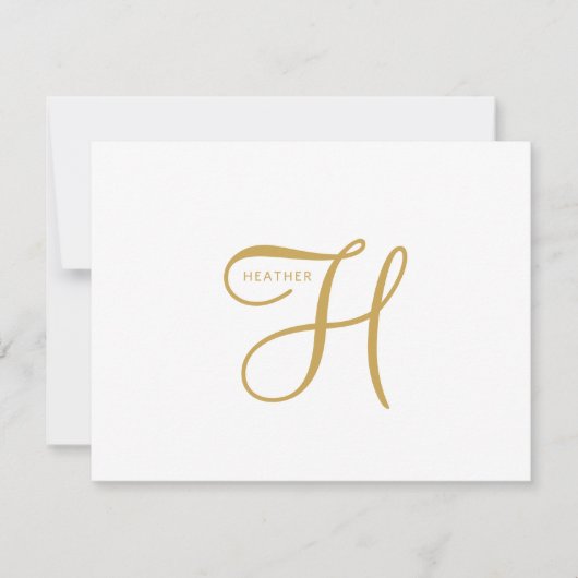 Elegante Gouden Monogram Notitiekaartje (Voorkant)