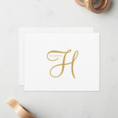 Elegante Gouden Monogram Notitiekaartje (Voorkant / Achterkant in situ)