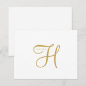 Elegante Gouden Monogram Notitiekaartje (Voorkant / Achterkant)