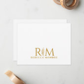 Elegante Gouden Monogram Notitiekaartje (Voorkant / Achterkant in situ)