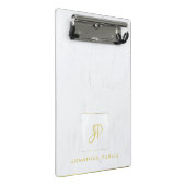 Elegante Gouden Monogram Professionele Witte Marme Mini Klembord (Schuin)