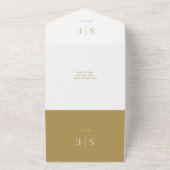 Elegante gouden monogram QR-code bruiloft All In One Uitnodiging (Buitenkant)