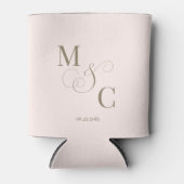 Elegante gouden monogram roze trouw blikjeskoeler (Voorkant)