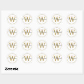 Elegante gouden monogram script naam ronde sticker (Vel)