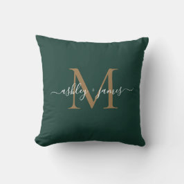 Elegante Gouden Monogram Script Namen Trouwen Groe Kussen