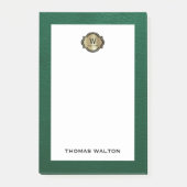 Elegante Gouden Monogram Smaragdgroene Leren Look Post-it® Notes (Voorkant)