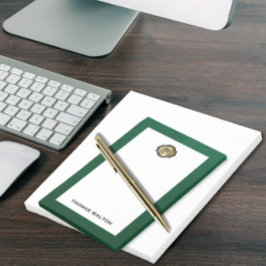 Elegante Gouden Monogram Smaragdgroene Leren Look Post-it® Notes