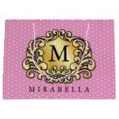 Elegante Gouden Monogram Stijlvol Minimalistisch Groot Cadeauzakje (Voorkant)