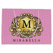 Elegante Gouden Monogram Stijlvolle Minimalist Groot Cadeauzakje (Achterkant)