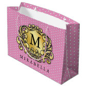 Elegante Gouden Monogram Stijlvolle Minimalist Groot Cadeauzakje (Achterkant Gekanteld)