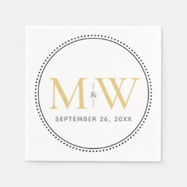 Elegante Gouden Monogram Trouwdag Servet