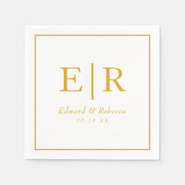 Elegante Gouden Monogram Trouwdag Servet