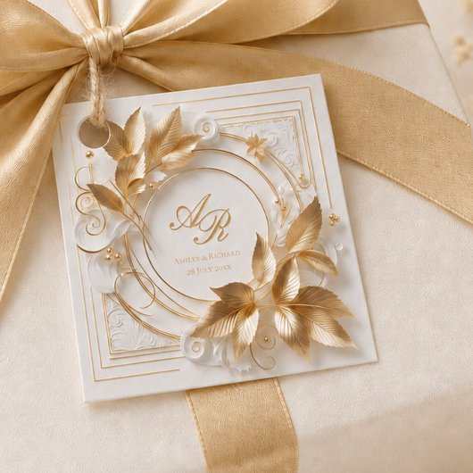 Elegante gouden monogram trouwgunstlabels bedankjes labels