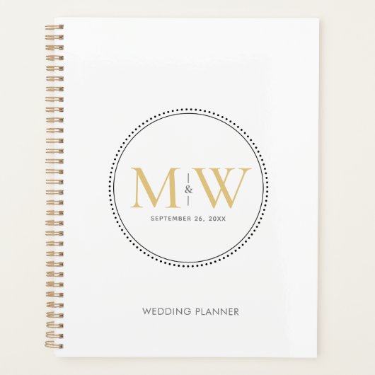 Elegante gouden monogram trouwplanner planner (Voorkant)