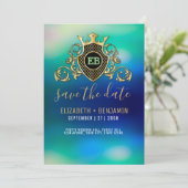 Elegante gouden monogram uitnodiging (Staand voorkant)