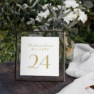 Elegante gouden monogram vierkante tafelnummerkaar kaart