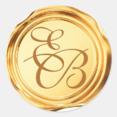 Elegante gouden monogram Wax Seal Wedding Envelop Ronde Sticker (Voorkant)