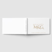 Elegante gouden monogram witte bruiloft inloggen gastenboek (Volledig)