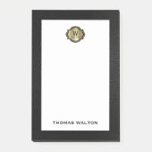 Elegante Gouden Monogram Zwarte Leerlook Post-it® Notes (Voorkant)
