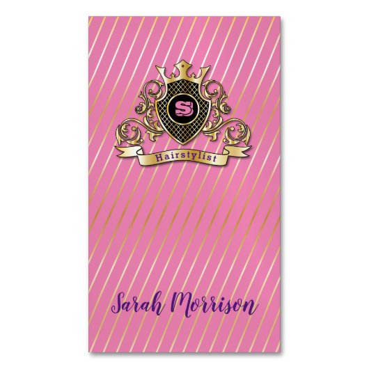 Elegante gouden monogrammode visitekaartje magnetisch visitekaartje (Voorkant Verticaal)