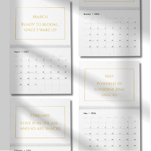 Elegante Gouden Moppige Quote Kalender 2026