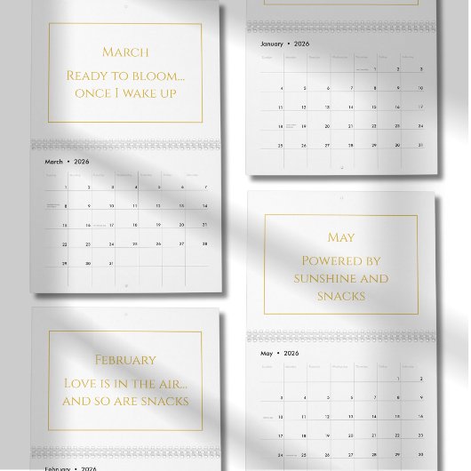 Elegante Gouden Moppige Quote Kalender 2026