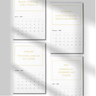 Elegante Gouden Moppige Quote Kalender 2026
