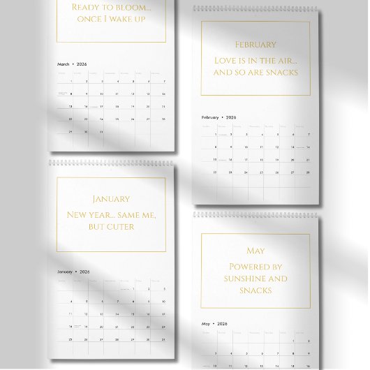 Elegante Gouden Moppige Quote Kalender 2026