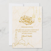 Elegante Gouden Moskee Marmeren Ramadan Iftar-dine Kaart (Achterkant)