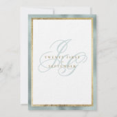 Elegante gouden munt groen monogram initialen brui kaart (Achterkant)