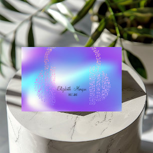 Elegante Gouden Muzieknote Holografische Koptelefo Visitekaartje