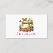 Elegante gouden naaimachine met bloemen vlinder visitekaartje (Achterkant)