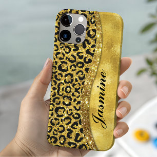 Elegante gouden namaak glinsterend dierenprint Mon Case-Mate iPhone Case