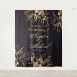 Elegante gouden namaak metalen bloemstuk voor een wandkleed