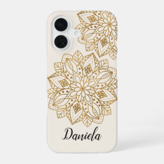 Elegante Gouden Natuur Mandala Hoesje voor Haar iPhone 16 Hoesje
