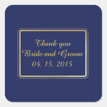 Elegante Gouden Navy Blauwe Favor Sticker Label