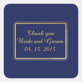 Elegante Gouden Navy Blauwe Favor Sticker Label