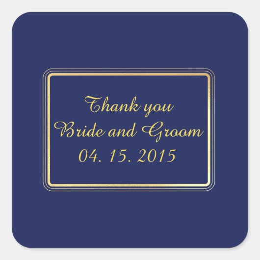 Elegante Gouden Navy Blauwe Favor Sticker Label (Voorkant)