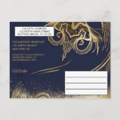 Elegante gouden Navy Masquerade Masker Sweet Sixte Uitnodiging Briefkaart (Achterkant)