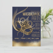 Elegante gouden Navy Masquerade Verjaardagsfeest Kaart (Staand voorkant)