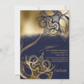 Elegante gouden Navy Masquerade Verjaardagsfeest Kaart (Achterkant)