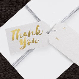 Elegante Gouden Nep Folie Bedankt Cadeaublaadjes Cadeaulabel