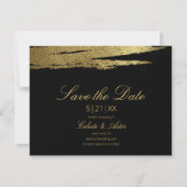 Elegante Gouden Nep Folie Borstel Zwarte Save the  Save The Date (Voorkant)