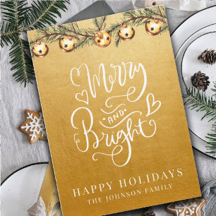 Elegante Gouden Nep Folie Kerstmis Merry & Bright