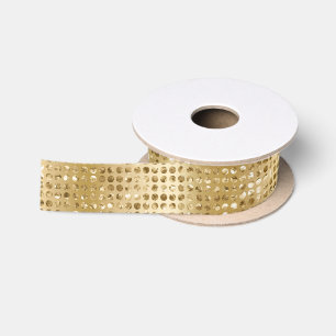 Elegante Gouden Nep Glitter Stippen Patroon Satijnen Lint