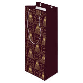 Elegante Gouden Notenkraker Kerst Damast Wijn Cadeautas (Achterkant Gekanteld)