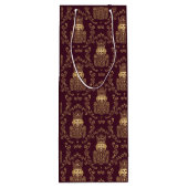 Elegante Gouden Notenkraker Kerst Damast Wijn Cadeautas (Achterkant)