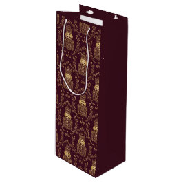 Elegante Gouden Notenkraker Kerst Damast Wijn Cadeautas