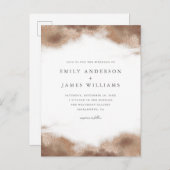 Elegante gouden oceaan getijden bruiloft uitnodiging briefkaart (Voorkant / Achterkant)