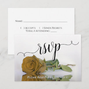 Elegante Gouden of Gele Reflecterende Rozen Bruilo RSVP Kaartje